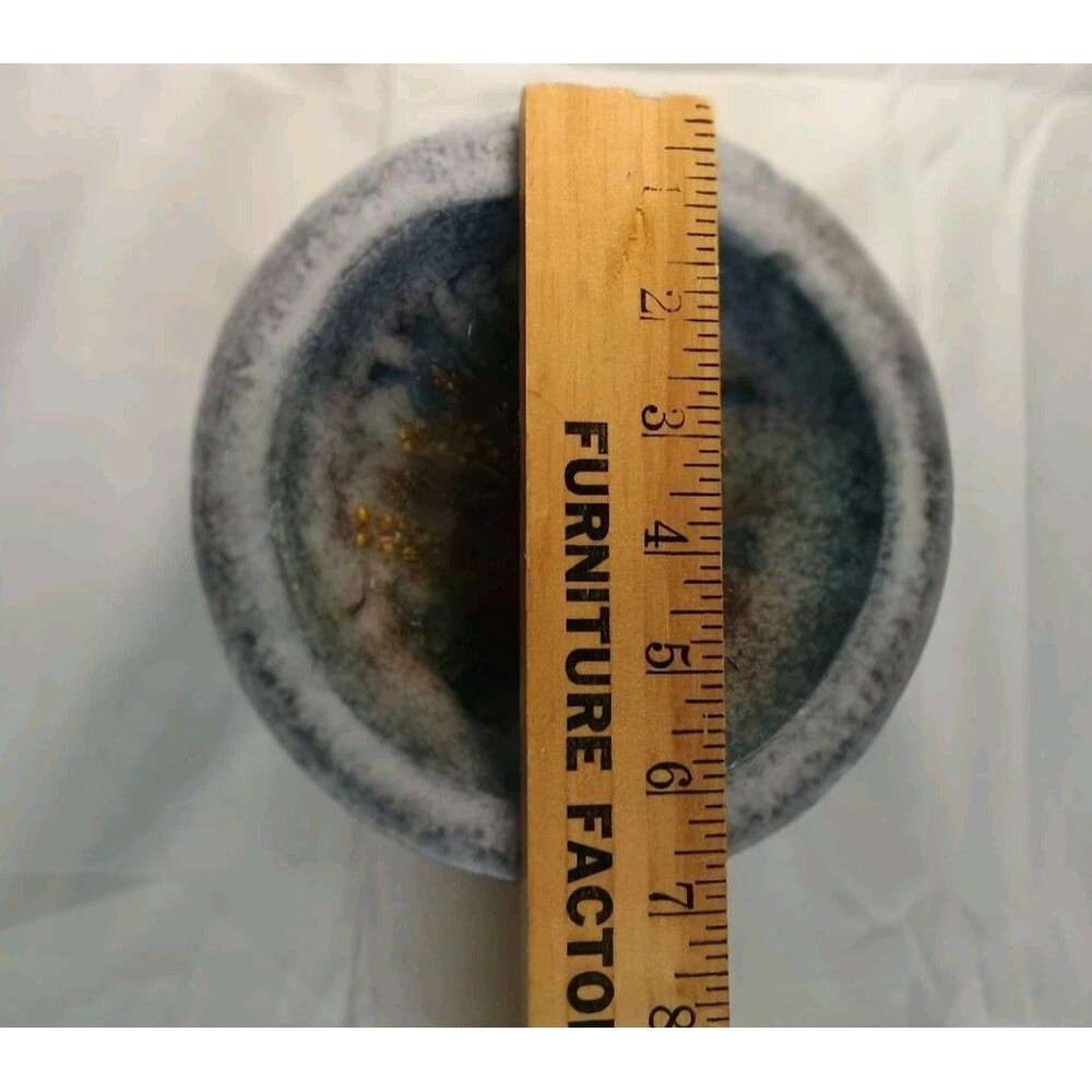 Habersham Candle Company Blue Wax Pottery Vessel W Pressed Flowers Flameless - Picture 3 of 11